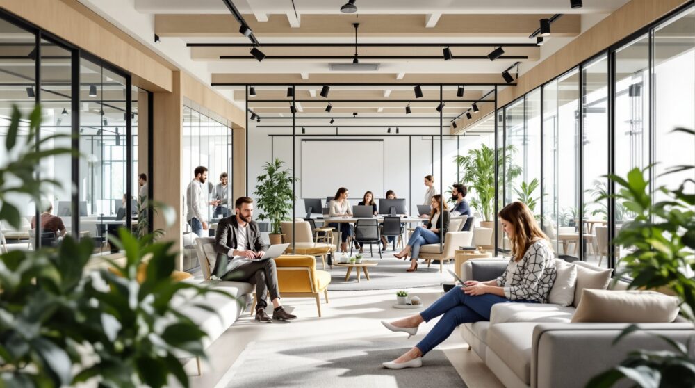 Les tendances 2025 en aménagement bureau professionnel : flexibilité, sobriété et espaces hybrides